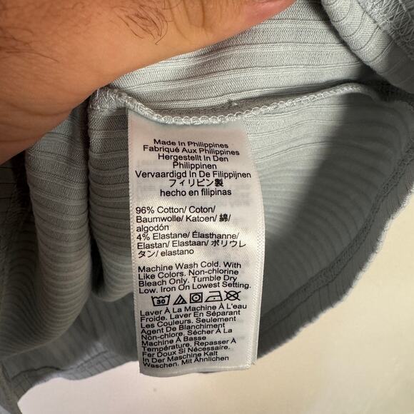 J.Crew Premium Rib Short Sleeve Polo Shirt Womens M Light Blue Collared Stretch - Picture 6 of 7